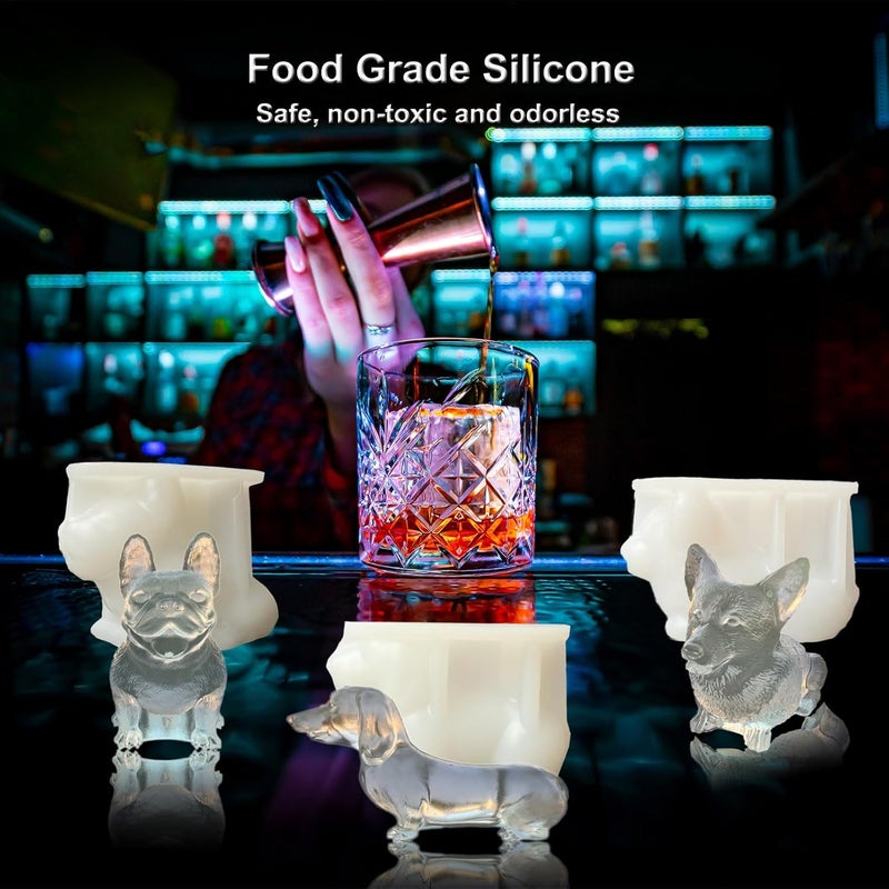 SIUPER 3D French Bulldog Ice Cube Molds Tray Silicone for Whiskey, Cocktail, Coffee Juice Drink; Fun Animal Shape, Christmas Gifts for Bulldog Lovers, Women, Kids; Chocolate Epoxy Resin Molds 2 Pack - Image 5